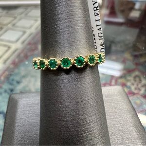 14k Yellow Gold Emerald Band Ring